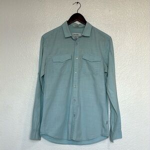 CALVIN KLEIN men's shirt, 100% cotton, slim fit, blue, long sleeve size S/P